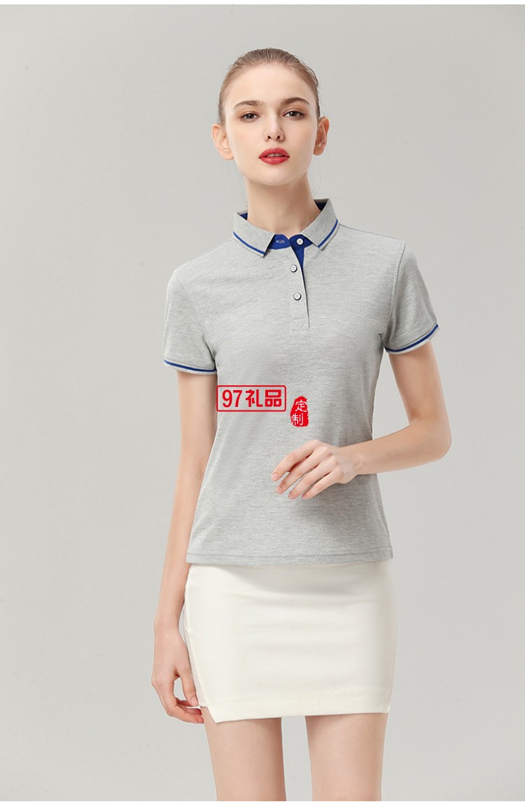 97禮品廣告衫定制新款桑蠶絲高檔翻領T恤衫提花領時尚短袖POLO衫企業(yè)