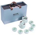 便攜哥窯茶具套裝 居家送禮泡茶八件套 金絲鐵線(xiàn)防燙手可定制LOGO