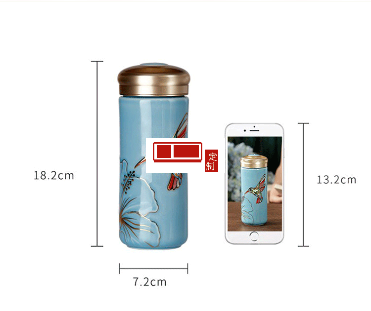 乾唐軒活瓷 吉星蜂鳥陶瓷杯隨身水杯商務創(chuàng)意禮品杯送客戶伴手禮