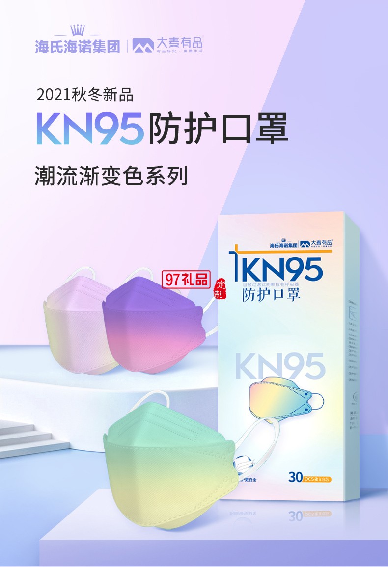 KN95防護口罩（柳葉口罩）-漸變色）30只/盒