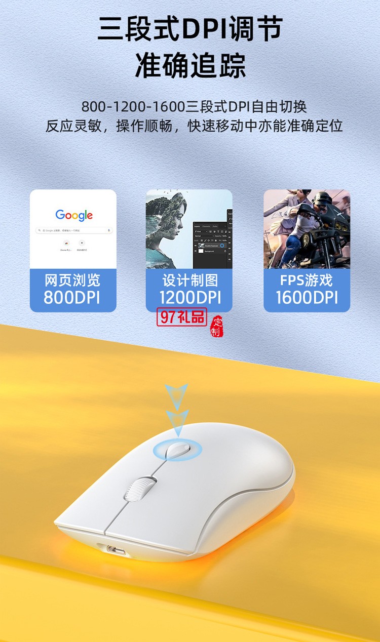靜音鼠標(biāo) 臺式機筆記本藍(lán)牙充電  2.4G