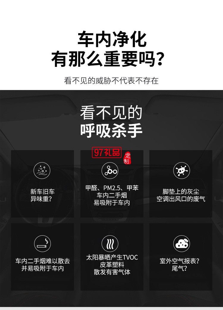 新品空氣凈化器弧形車(chē)載空氣清新過(guò)濾 負(fù)離子過(guò)濾殺菌多用