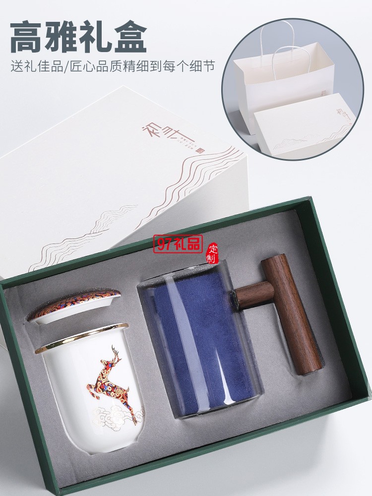 創(chuàng)意耐熱玻璃杯水杯馬克杯陶瓷內膽過濾辦公杯茶杯木手柄泡茶杯