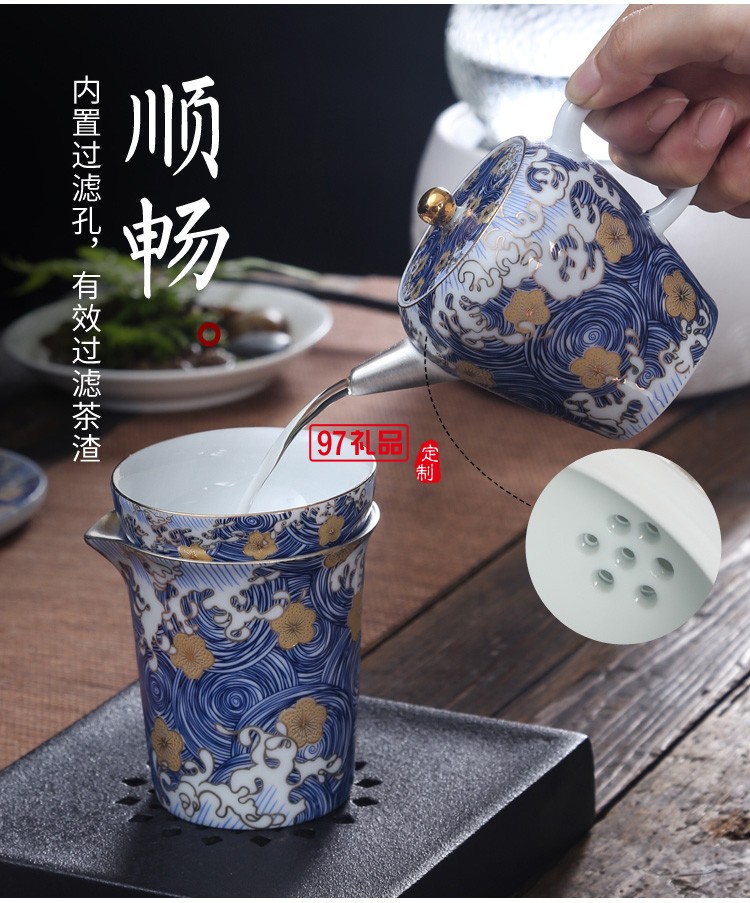 茶具陶瓷套裝純銀整套功夫茶杯泡茶家用茶壺蓋碗高檔商務禮品定制