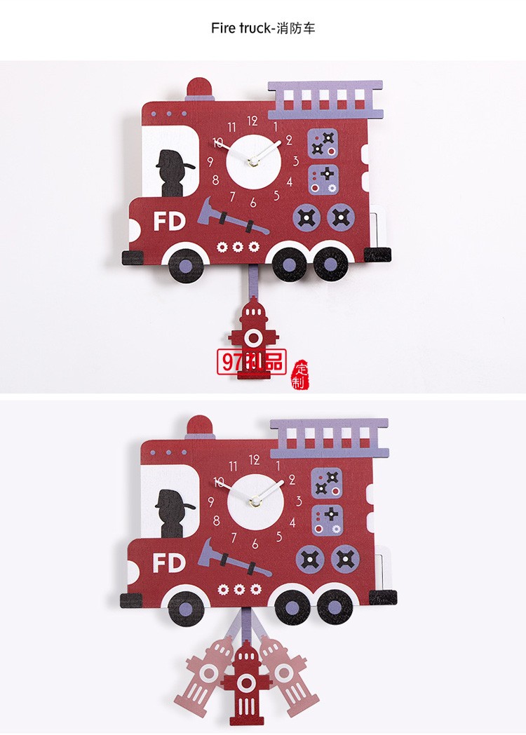 兒童意裝飾鐘表 可愛(ài)汽車(chē)卡通搖擺