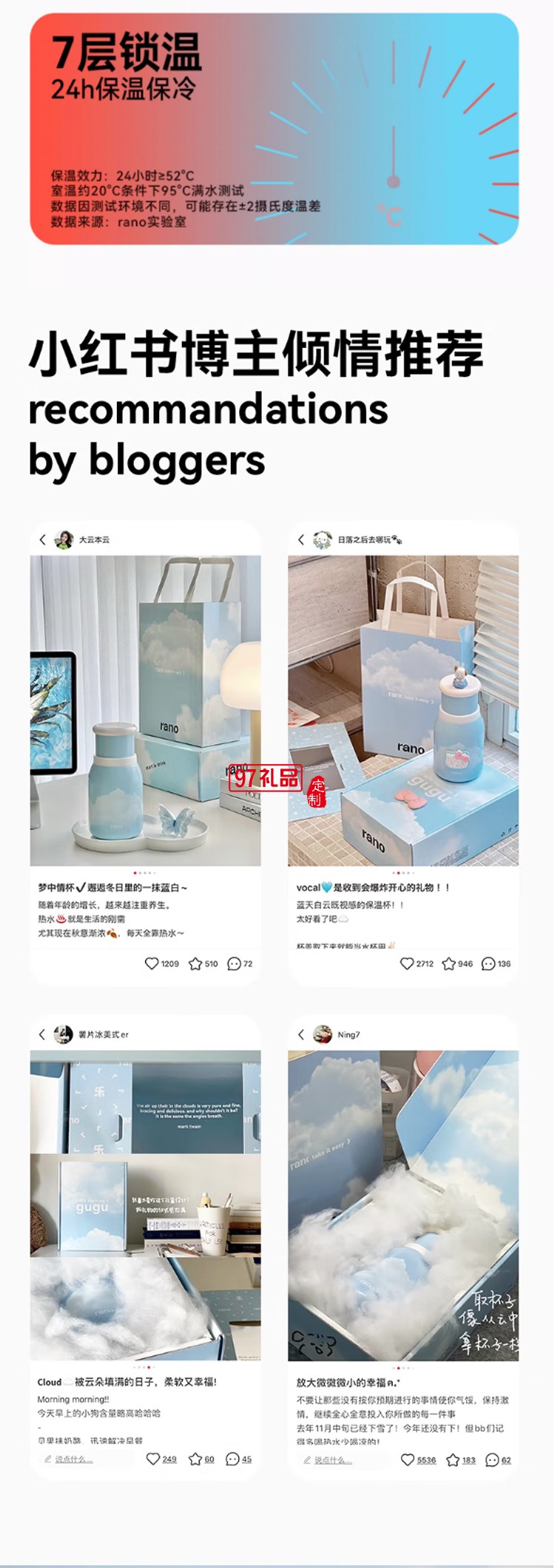 樂(lè)序rano高顏值陶瓷內(nèi)膽便捷水杯咖啡保冷杯隨行云朵杯 