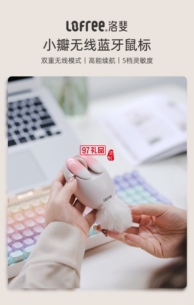 洛斐-OE904S 小瓣無(wú)線雙模鼠標(biāo)-小薔薇