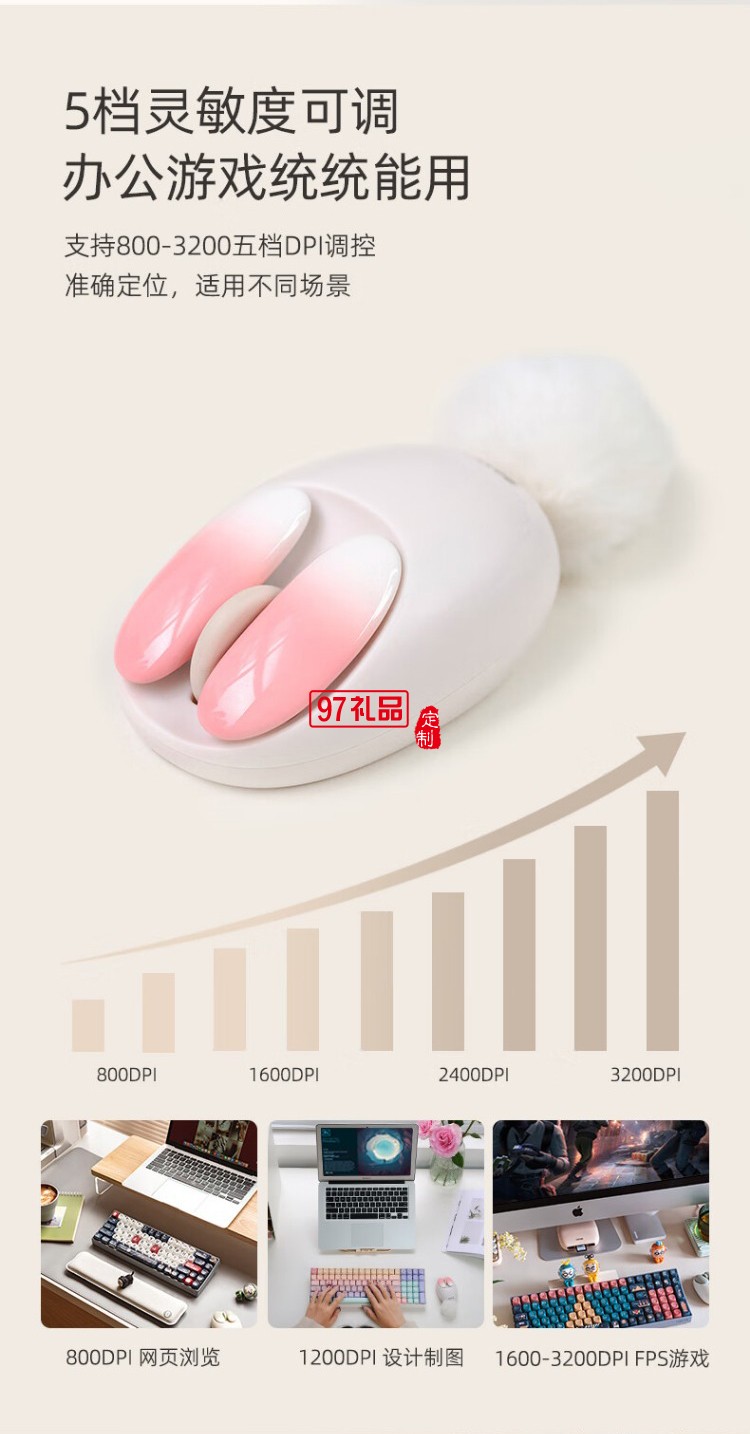 洛斐-OE904S 小瓣無(wú)線雙模鼠標(biāo)-小薔薇