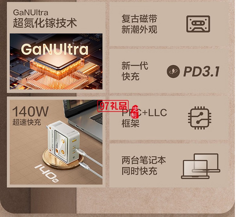 140W氮化鎵復古充電器