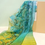 故宮文化 千里江山真絲長巾 真絲絲巾100%桑蠶絲披肩圍巾故宮文創(chuàng)禮品