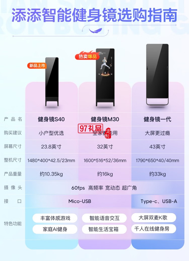 小度添添智能健身鏡 M30暢享版 魔鏡AI運動鏡跳舞全身鏡居家