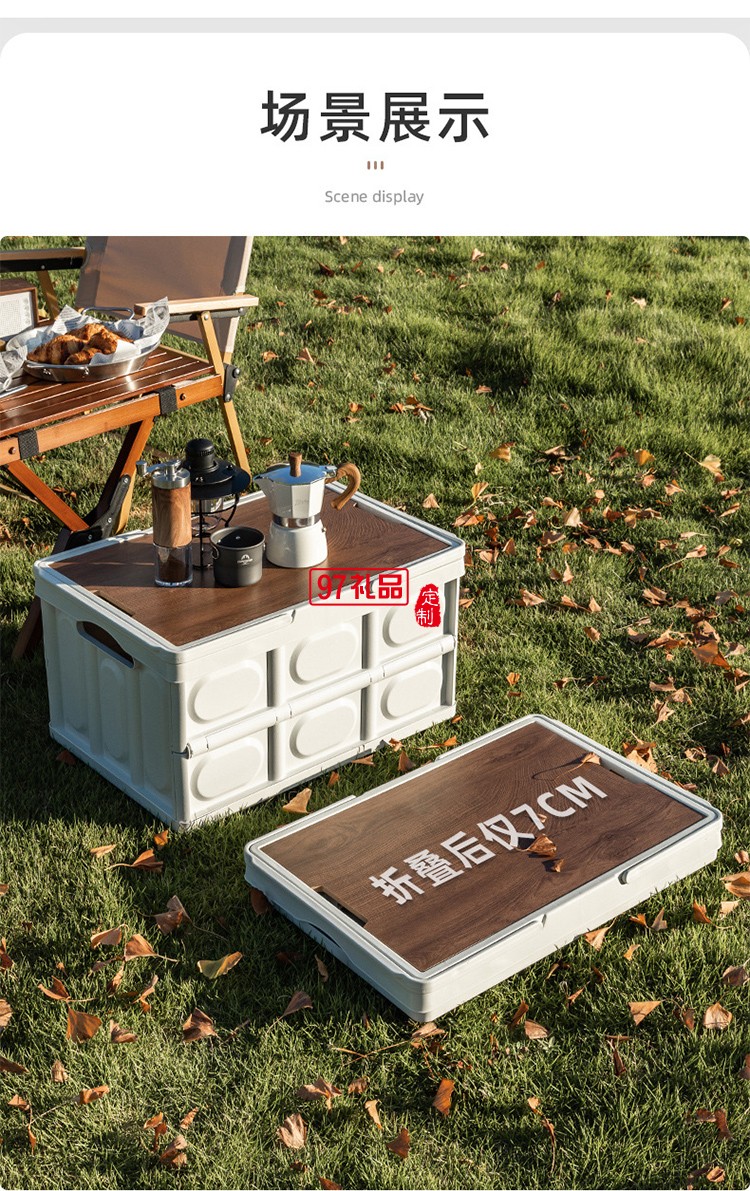 戶外露營收納箱野營木蓋置物箱車載后備箱整理箱野餐折疊箱
