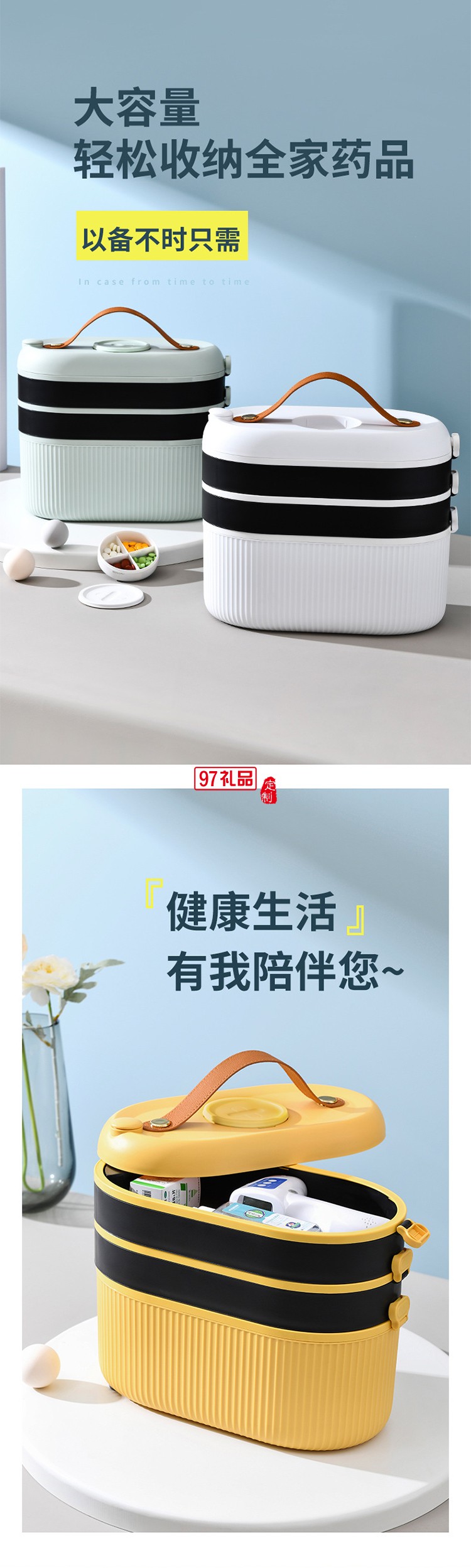 藥箱家用大容量急救箱便攜式藥箱多層藥品收納盒醫(yī)療用品收納盒