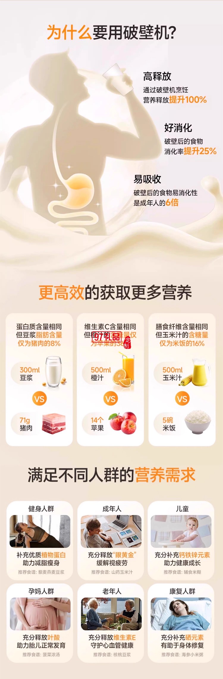 奧克斯破壁機(jī)全自動(dòng)家用小型多功能烹飪機(jī)料理隔音罩低音豆?jié){榨汁