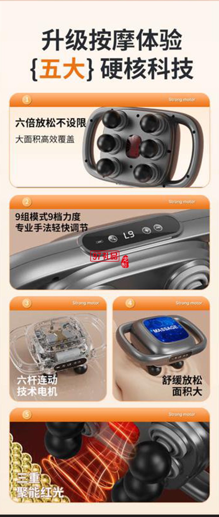 六頭筋膜槍多功能按摩器專業(yè)級(jí)四高頻震動(dòng)按摩肌肉放松家用