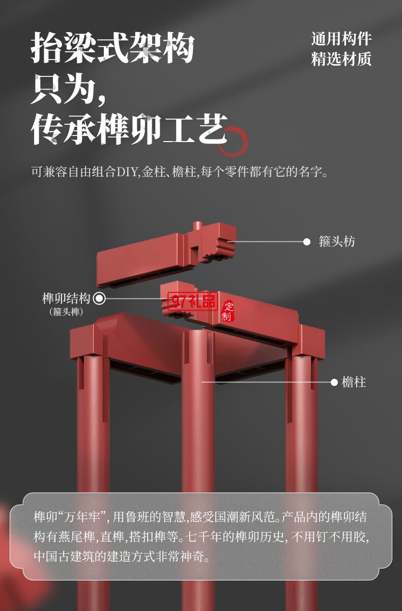 榫卯積木拼裝模型親子玩具古建筑模型禮品兒童男孩女孩禮物 敦煌胡旋殿