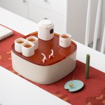 中秋桂月團(tuán)圓國風(fēng)陶瓷茶具套裝手繪玉兔品茗杯壺 家用送禮盒裝