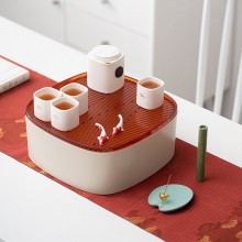 中秋桂月團(tuán)圓國(guó)風(fēng)陶瓷茶具套裝手繪玉兔品茗杯壺 家用送禮盒裝